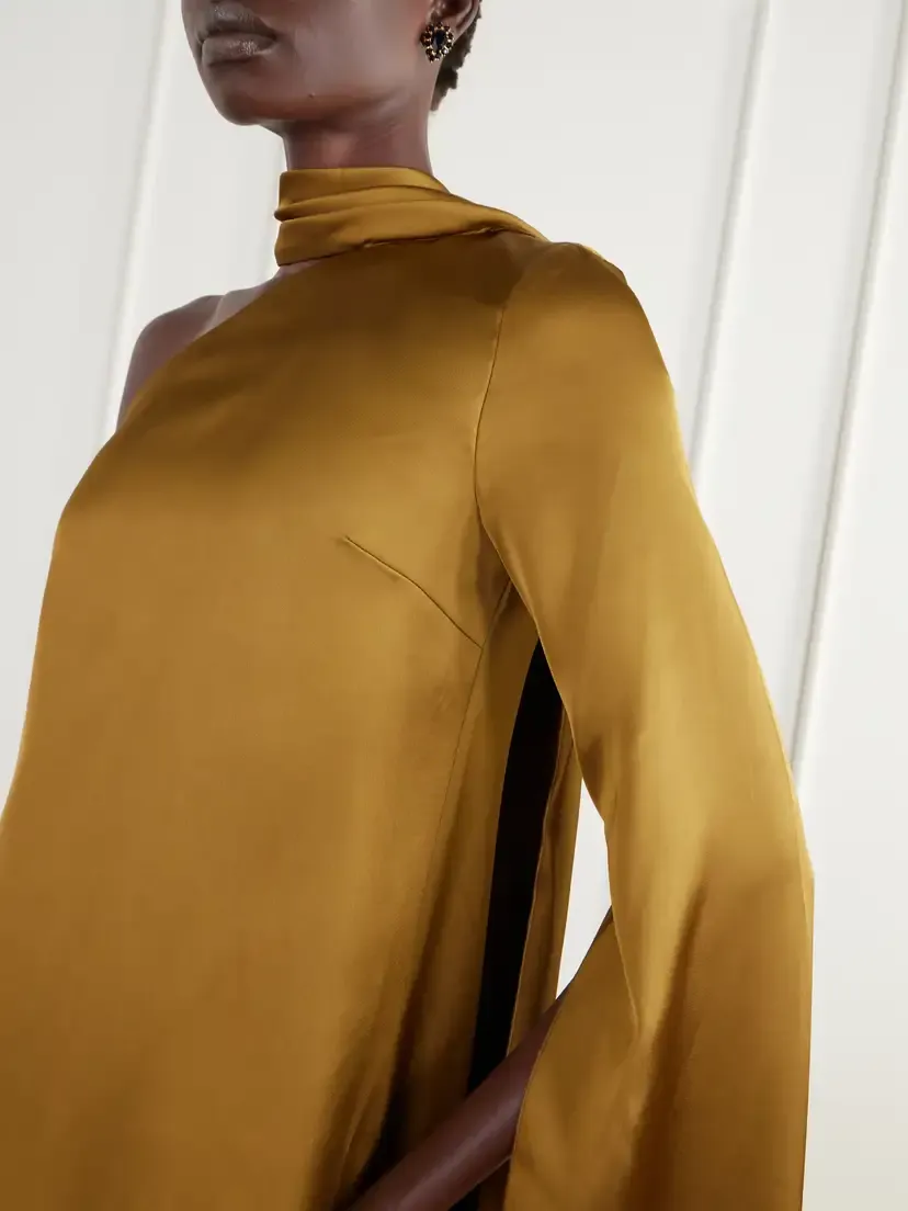 Solace London Newman One-shoulder Scarf-detail Satin Gown | Thumbnail 4 Solace London Newman One-shoulder Scarf-detail Satin Gown | Thumbnail 4