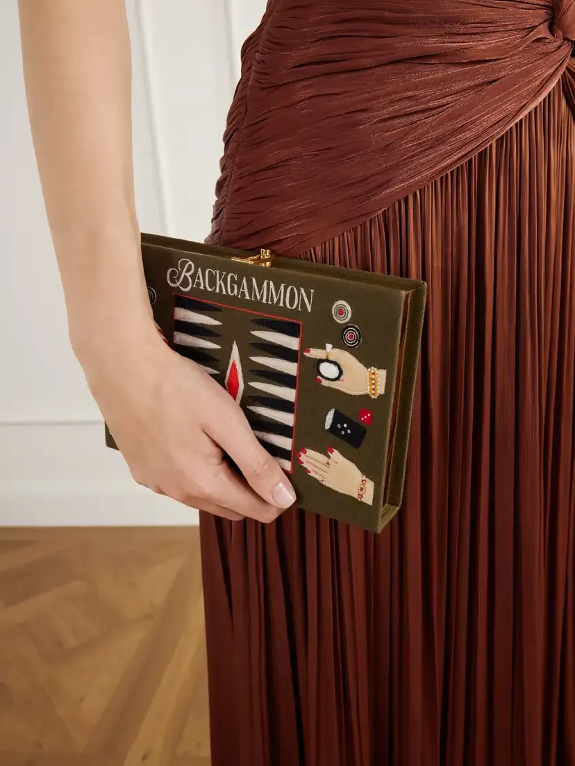 Olympia Le-Tan Backgammon Embroidered Canvas Clutch | Thumbnail 2 Olympia Le-Tan Backgammon Embroidered Canvas Clutch | Thumbnail 2