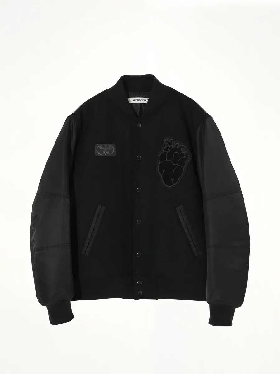 Undercover Heart Embroidery Varsity Jacket | Thumbnail 2 Undercover Heart Embroidery Varsity Jacket | Thumbnail 2