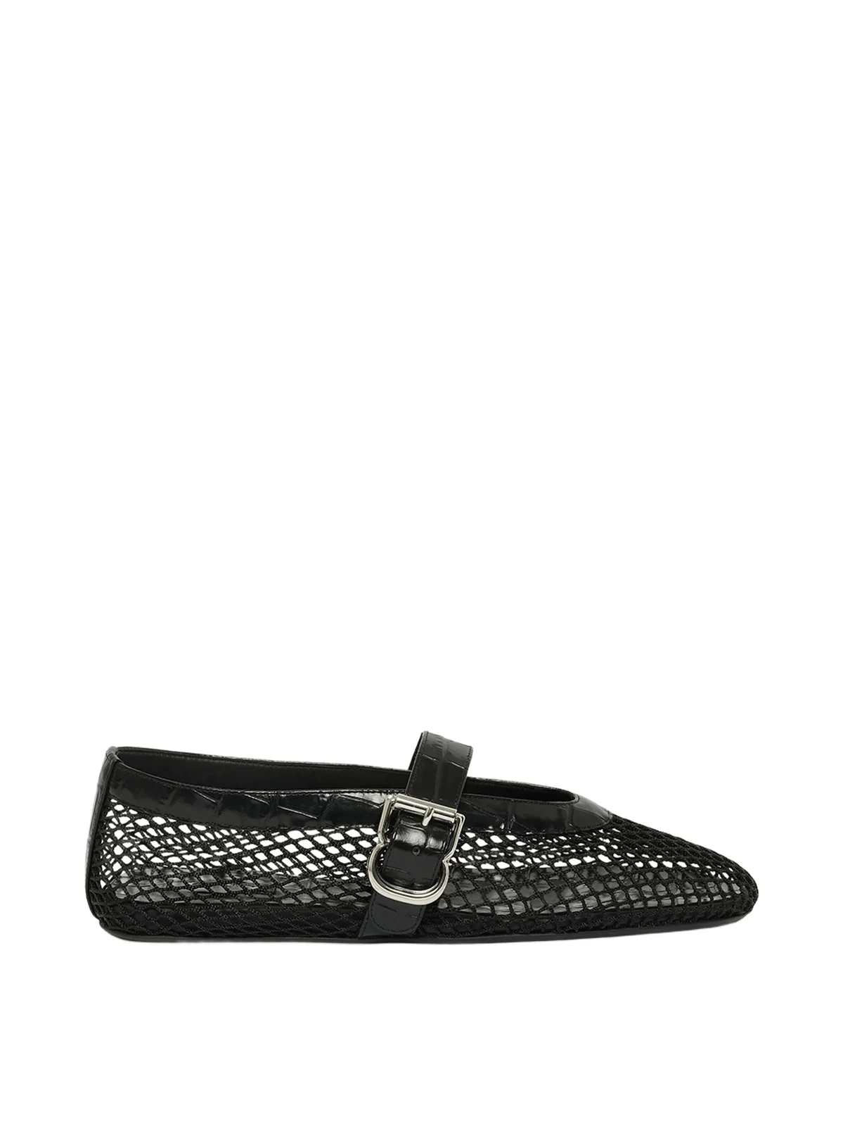 ALAÏA Ballet Fishnet & Croc Flats