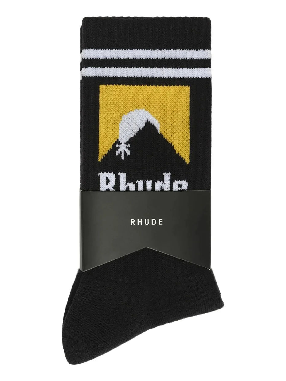 Rhude Striped Moonlight Sock in Black/white
