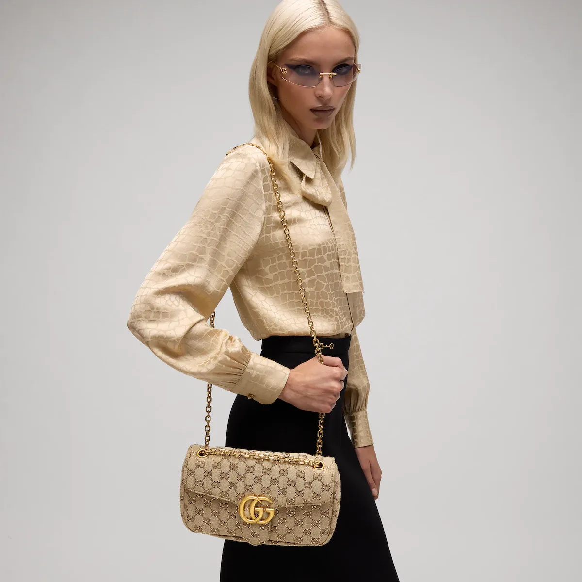 Gucci Jetset GG Marmont Crystal Medium Shoulder Bag | Thumbnail 3 Gucci Jetset GG Marmont Crystal Medium Shoulder Bag | Thumbnail 3