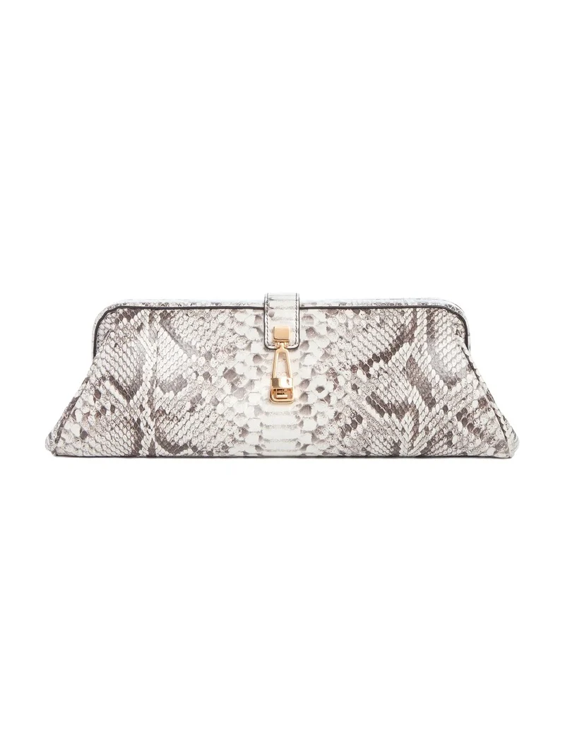 Paola Clutch in Black & Ivory Inversa Snakeskin