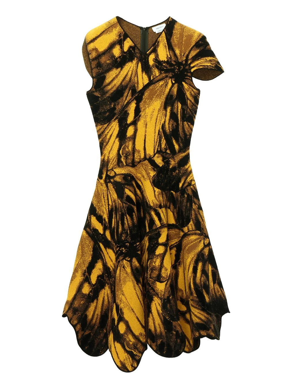 Alexander McQueen Asymmetric Moth Jacquard Dress