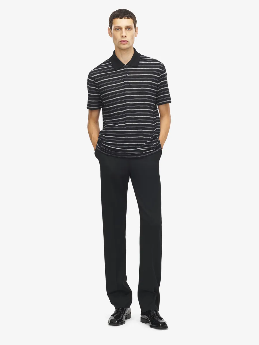 Alexander McQueen Striped Cotton Linen Polo Shirt | Thumbnail 2