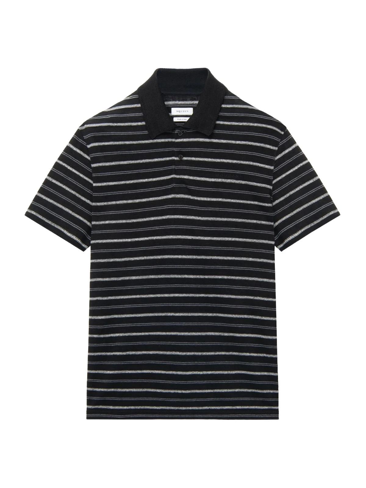 Alexander McQueen Striped Cotton Linen Polo Shirt