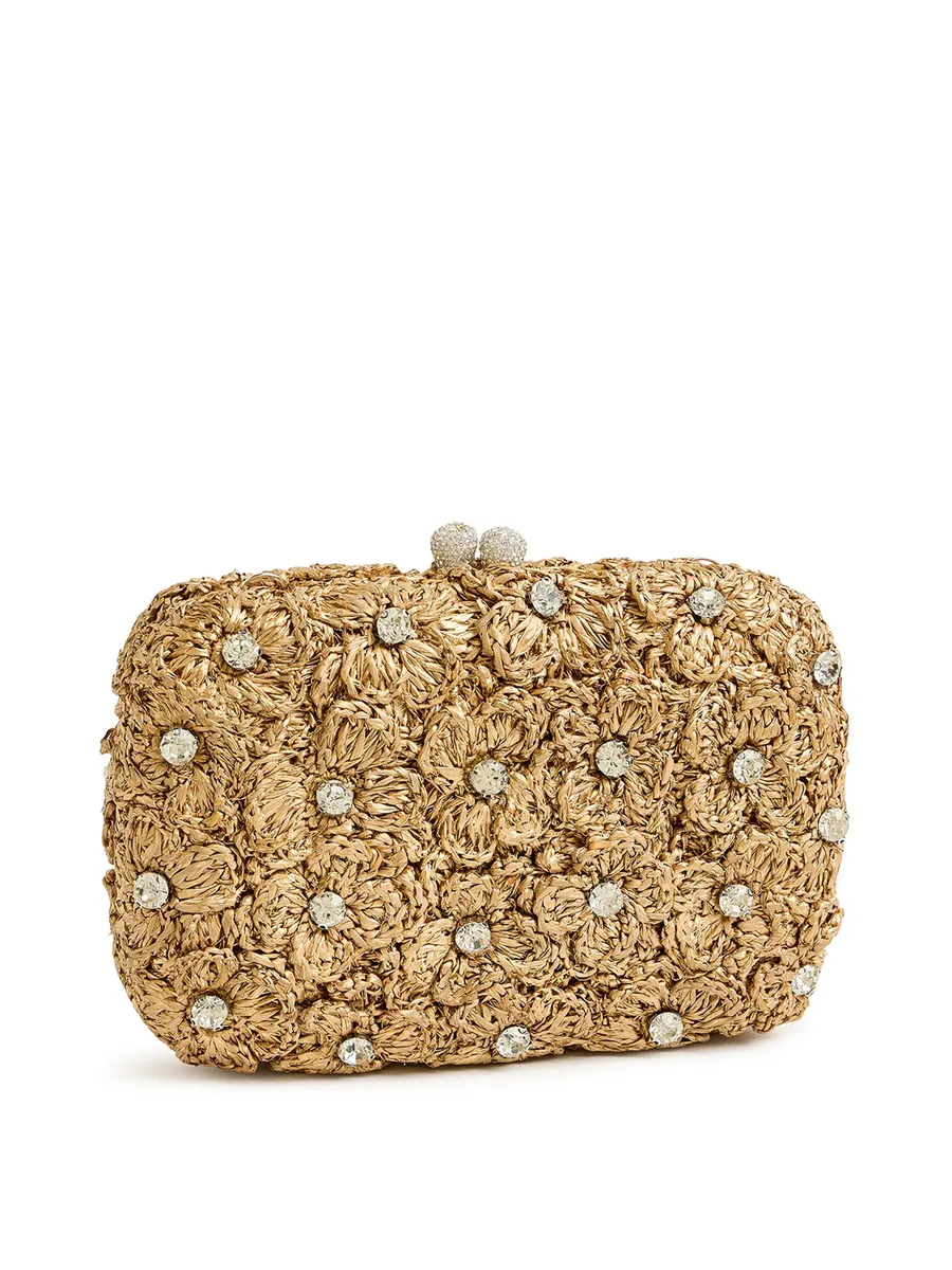 Emm Kuo Ayana Embellished Gold Raffia Clutch | Thumbnail 2