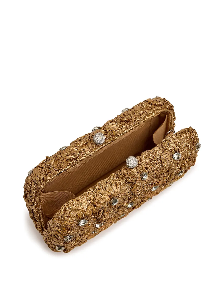 Emm Kuo Ayana Embellished Gold Raffia Clutch | Thumbnail 3