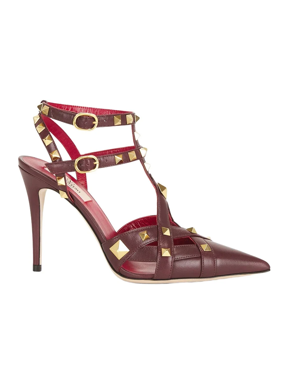 Valentino Garavani Studdy Brass Ankle Strap Pump