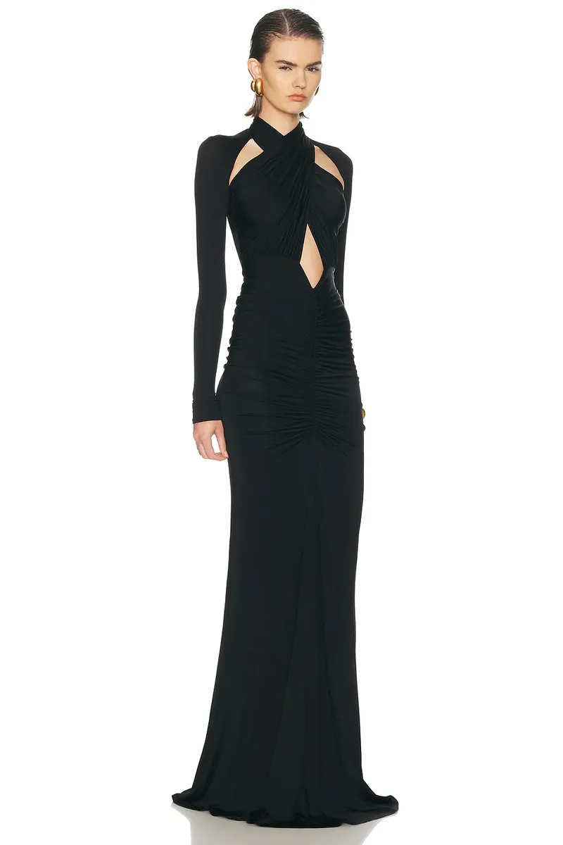 Lapointe Jersey Halter Ruched Gown | Thumbnail 2