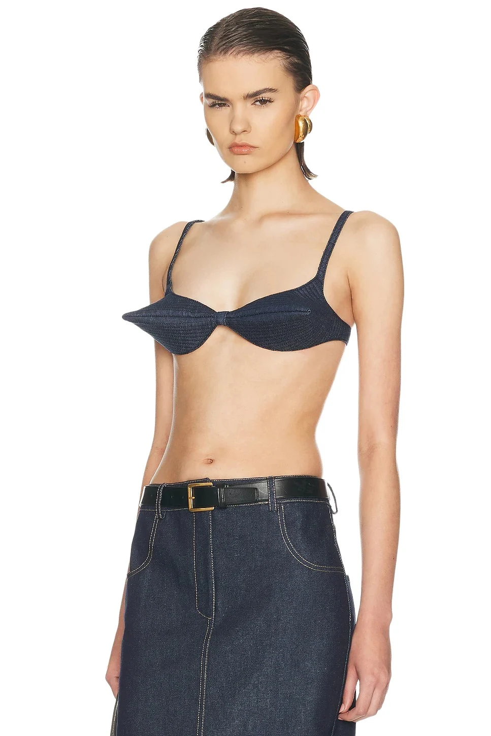 Flat Conic Denim Bra Top