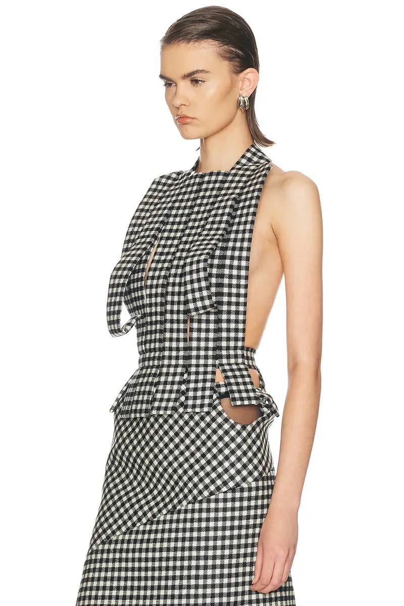 Jean Paul Gaultier Striped Check Wool Top | Thumbnail 2