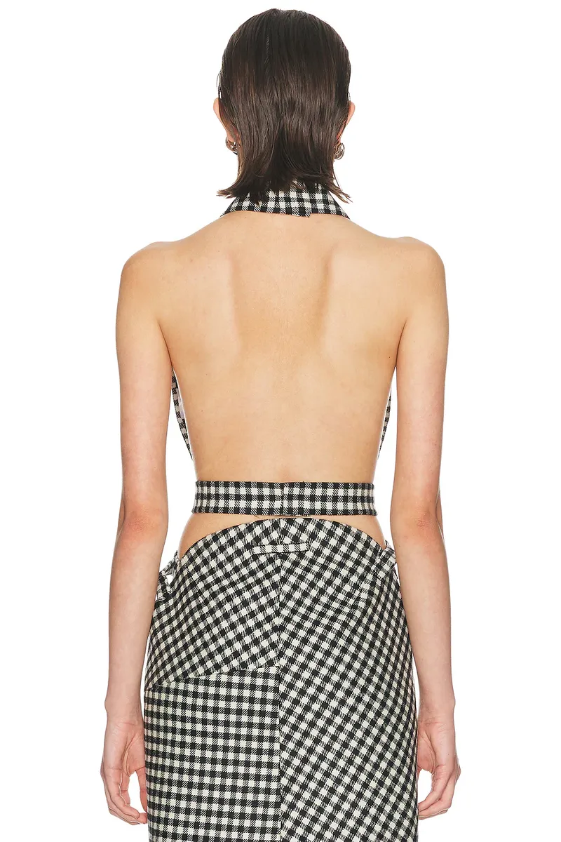 Jean Paul Gaultier Striped Check Wool Top | Thumbnail 3
