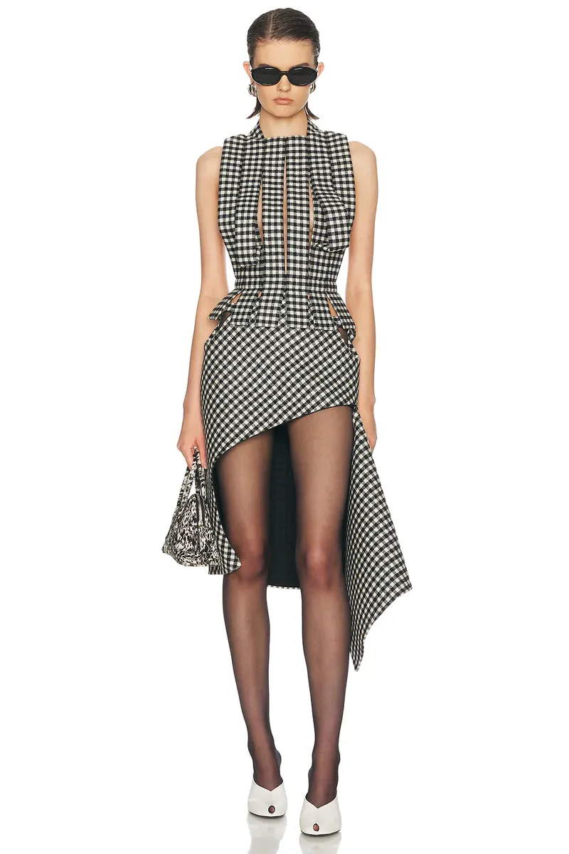 Jean Paul Gaultier Striped Check Wool Top | Thumbnail 4