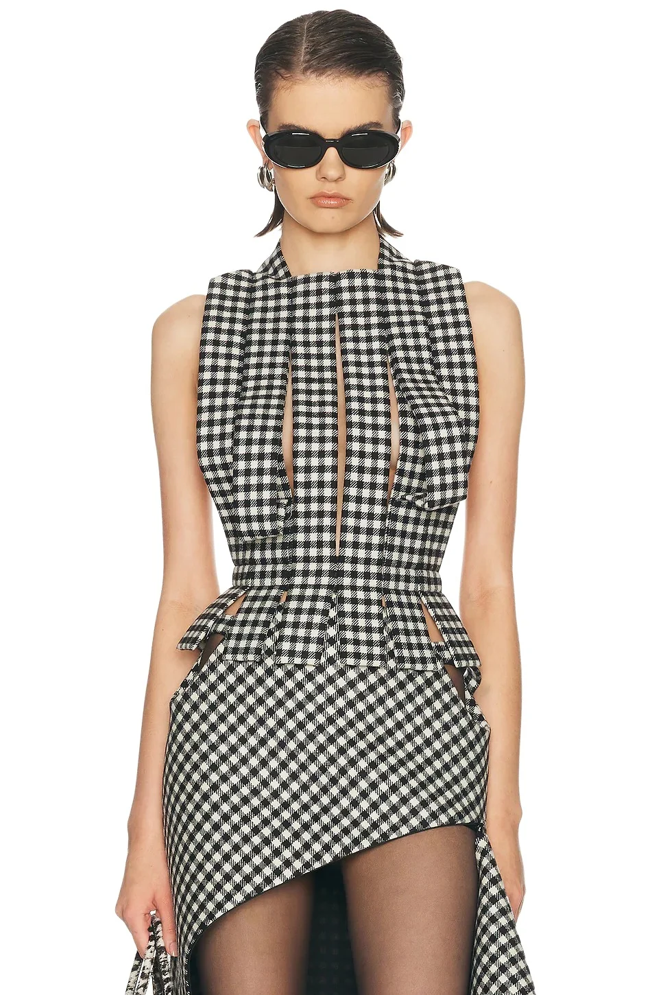 Striped Check Wool Top