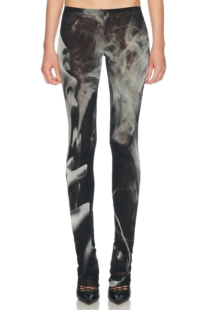 Jean Paul Gaultier Mesh Printed Smoking Women Flare Pant | Thumbnail 2 Jean Paul Gaultier Mesh Printed Smoking Women Flare Pant | Thumbnail 2