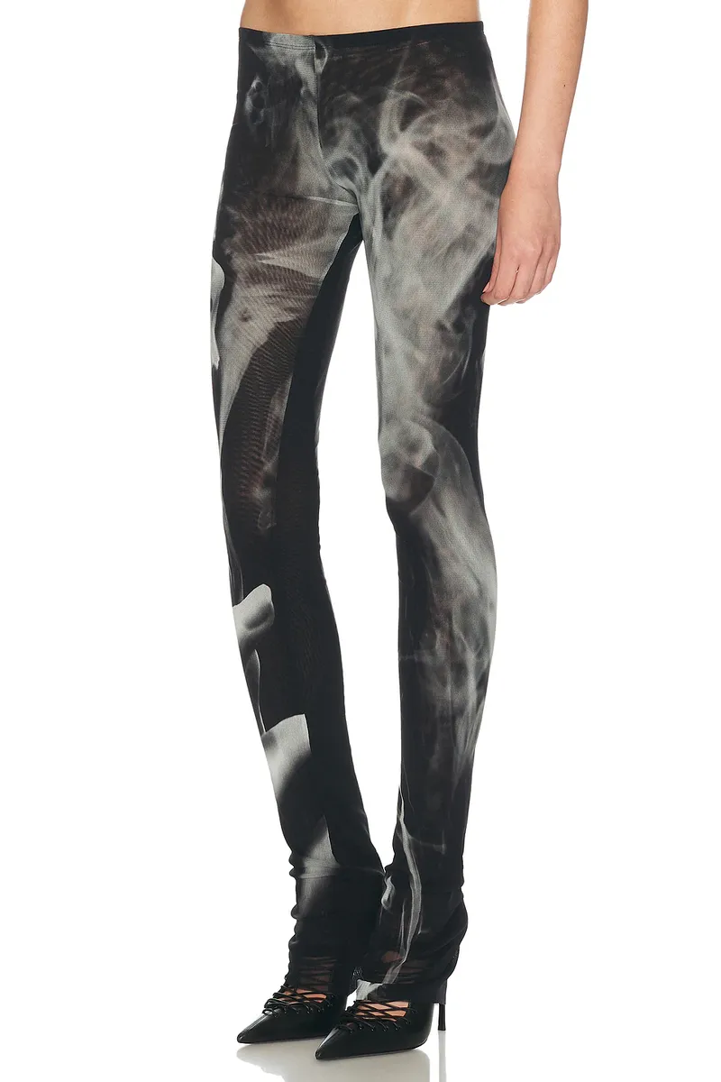 Jean Paul Gaultier Mesh Printed Smoking Women Flare Pant | Thumbnail 4 Jean Paul Gaultier Mesh Printed Smoking Women Flare Pant | Thumbnail 4
