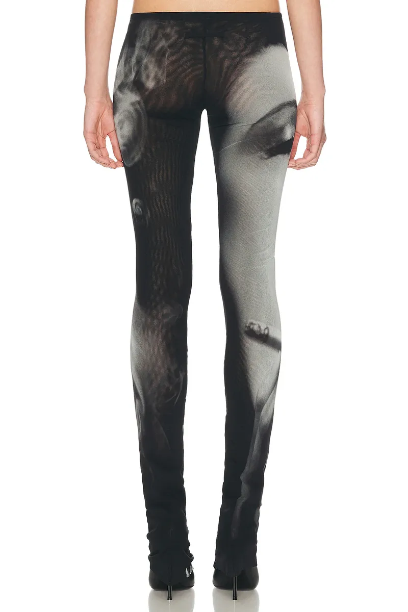 Jean Paul Gaultier Mesh Printed Smoking Women Flare Pant | Thumbnail 5 Jean Paul Gaultier Mesh Printed Smoking Women Flare Pant | Thumbnail 5