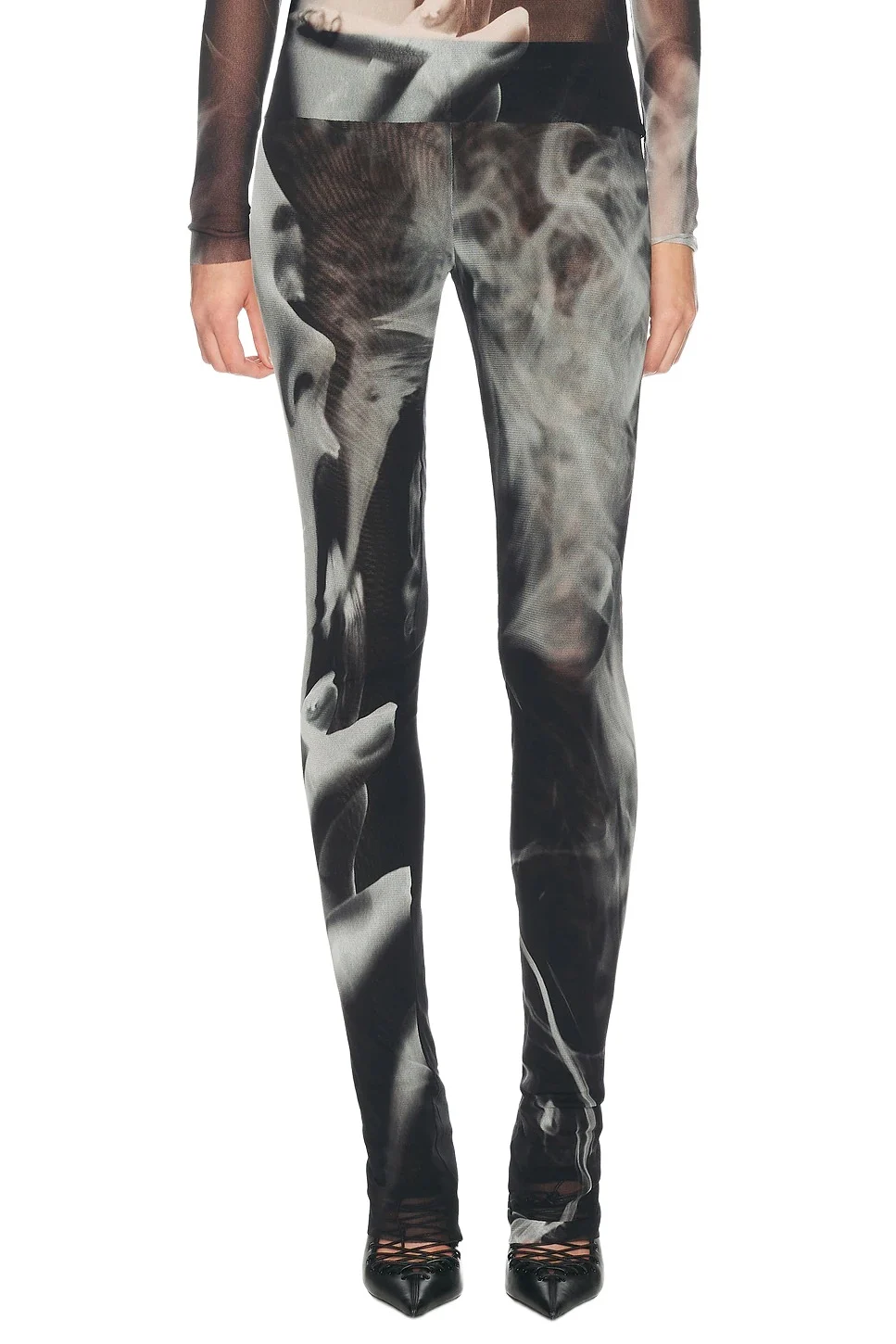 Mesh Printed Smoking Women Flare Pant Mesh Printed Smoking Women Flare Pant