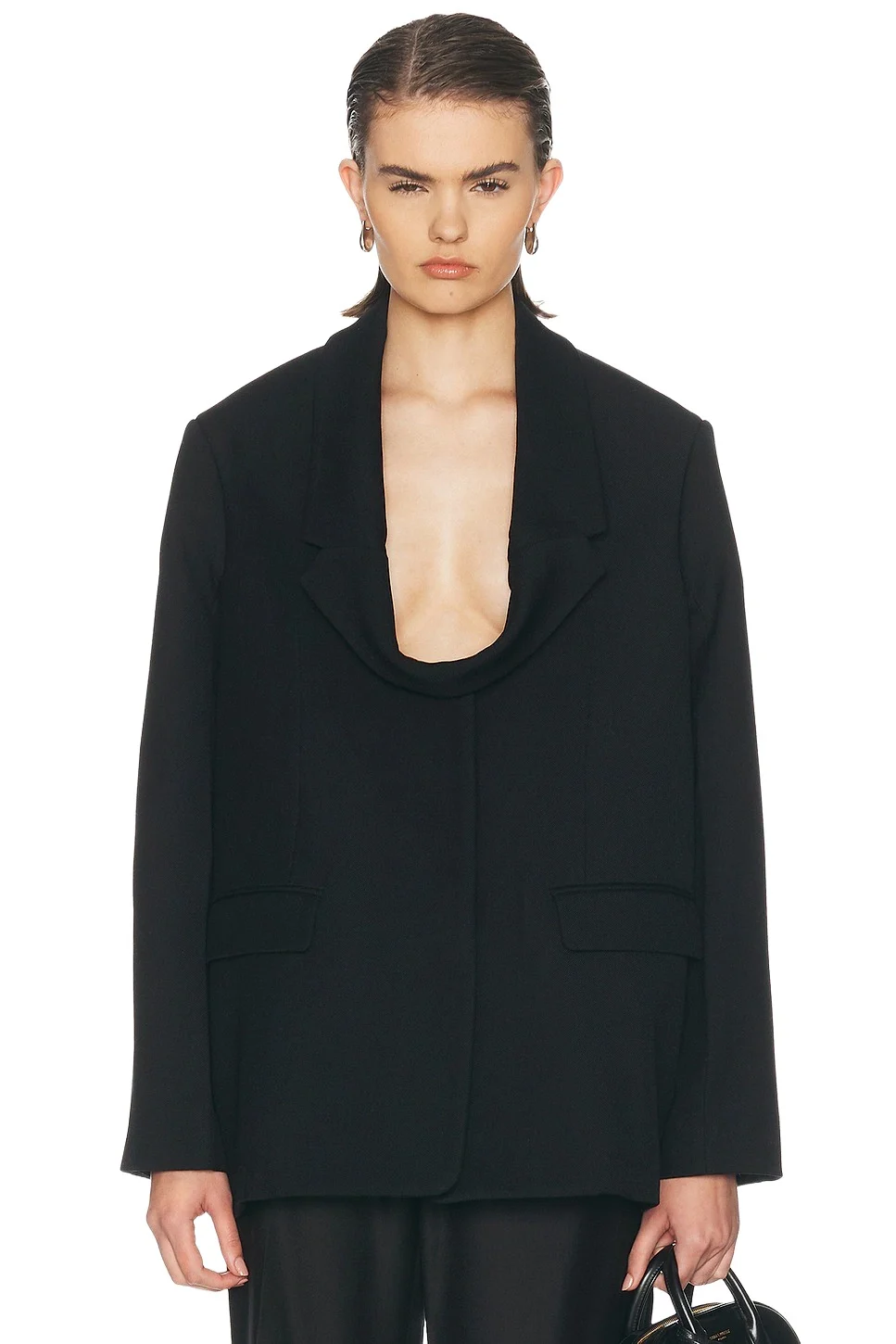 Reversed Collar Tailoring Boxy Jacket
