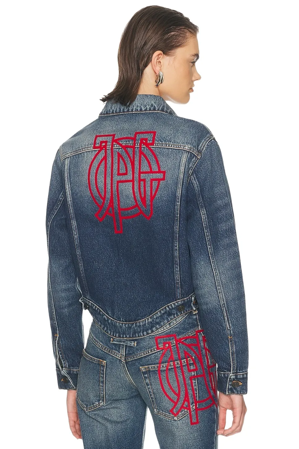 Wavy Waistband And JPG Logo Print Denim Jacket Wavy Waistband And JPG Logo Print Denim Jacket