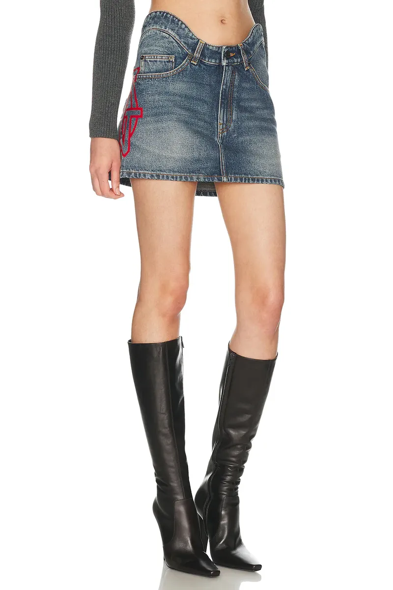Jean Paul Gaultier Wavy Waistband And JPG Logo Print Mini Denim Skirt | Thumbnail 2 Jean Paul Gaultier Wavy Waistband And JPG Logo Print Mini Denim Skirt | Thumbnail 2