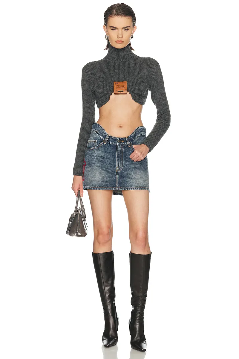 Jean Paul Gaultier Wavy Waistband And JPG Logo Print Mini Denim Skirt | Thumbnail 5 Jean Paul Gaultier Wavy Waistband And JPG Logo Print Mini Denim Skirt | Thumbnail 5
