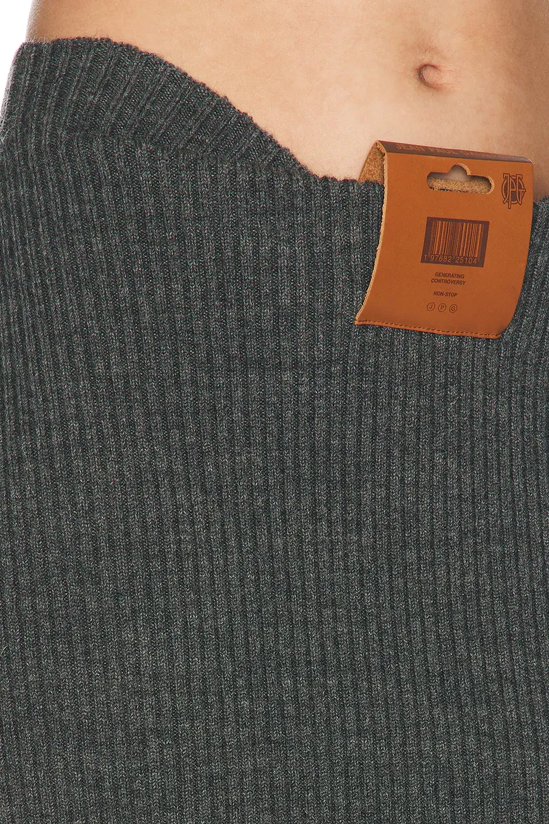 Jean Paul Gaultier Mix Wool Rib 2X2 Midi Skirt | Thumbnail 6