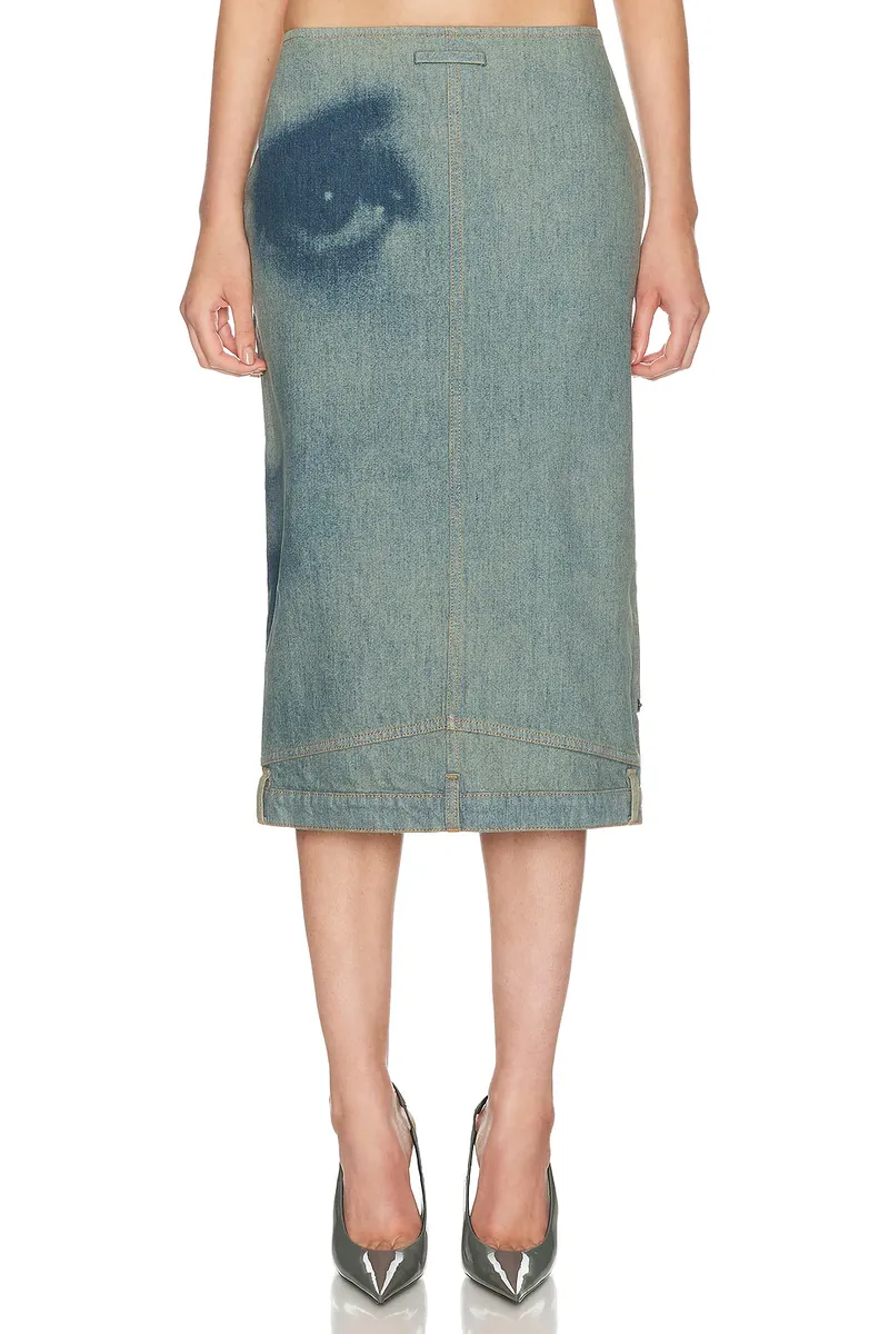 Jean Paul Gaultier Face Print Upside Down Denim Skirt | Thumbnail 2 Jean Paul Gaultier Face Print Upside Down Denim Skirt | Thumbnail 2