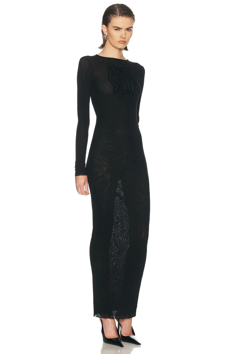 Jean Paul Gaultier Mesh JPG Logo Flock Long Dress | Thumbnail 2 Jean Paul Gaultier Mesh JPG Logo Flock Long Dress | Thumbnail 2