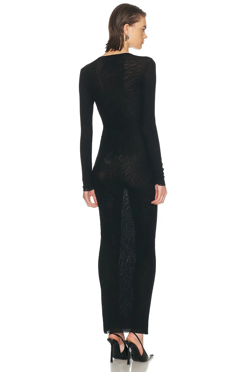 Jean Paul Gaultier Mesh JPG Logo Flock Long Dress | Thumbnail 3 Jean Paul Gaultier Mesh JPG Logo Flock Long Dress | Thumbnail 3