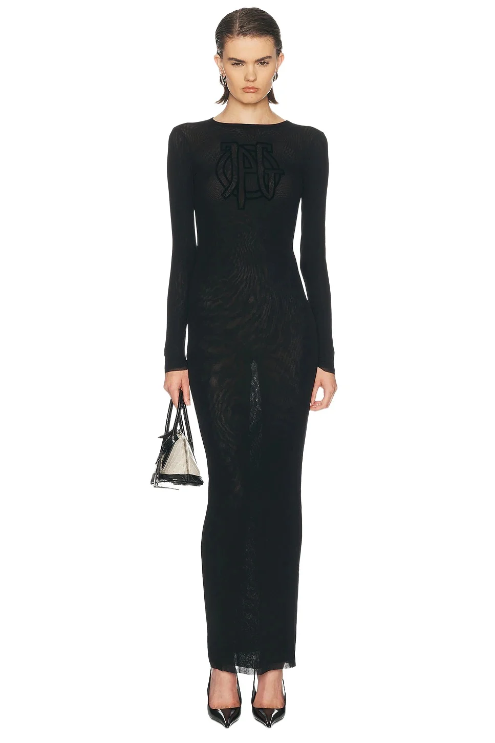 Mesh JPG Logo Flock Long Dress