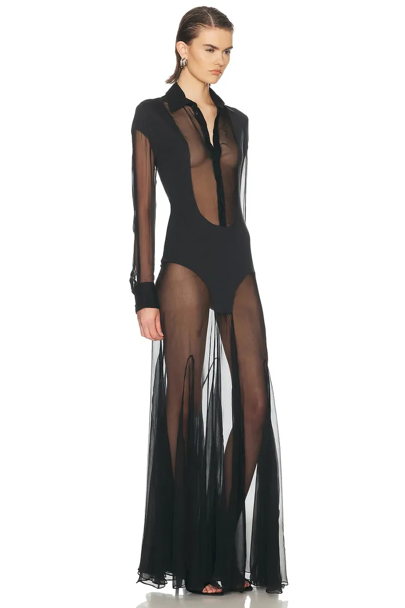 Jean Paul Gaultier Bi Material Long Dress | Thumbnail 2