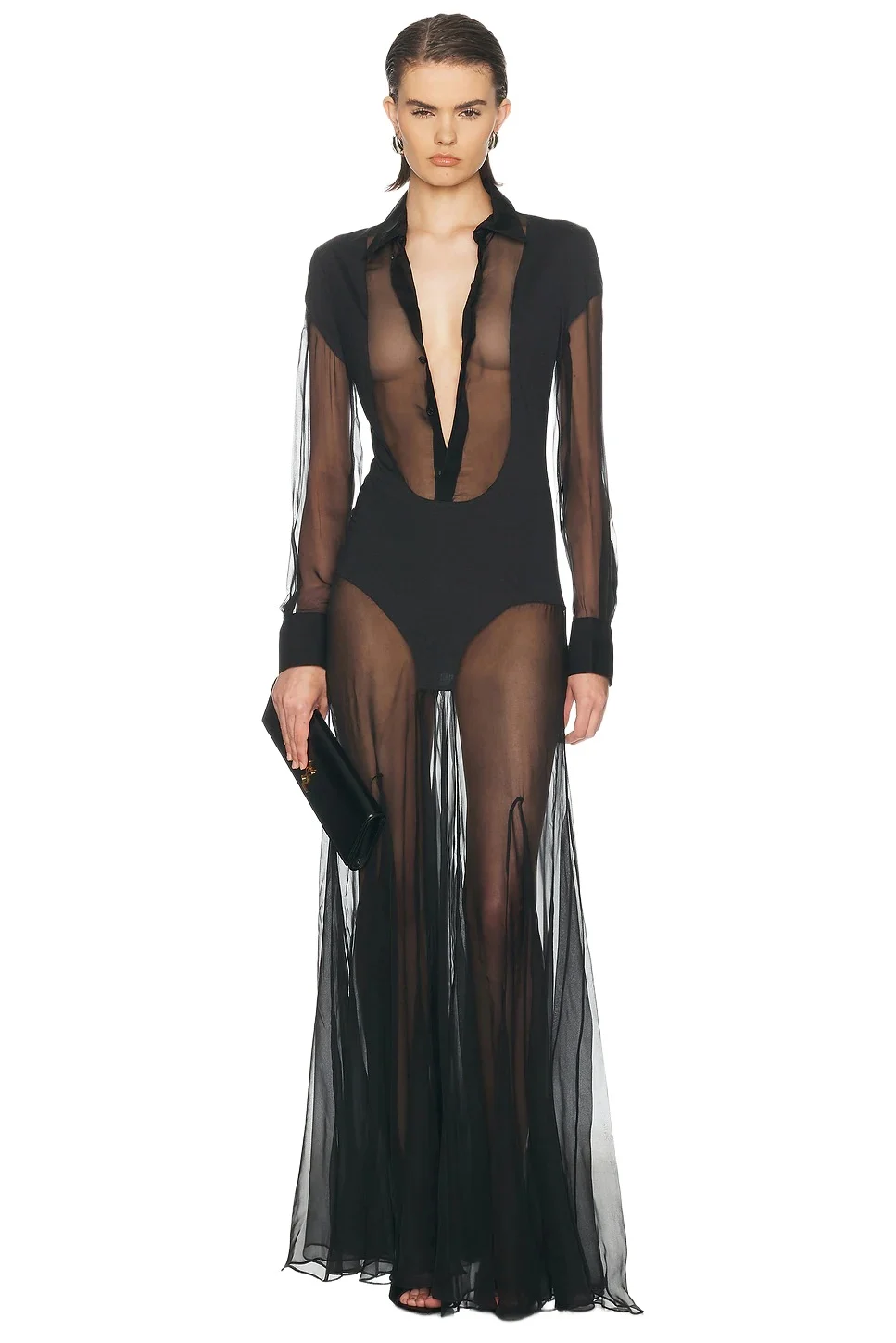 Bi Material Long Dress Bi Material Long Dress