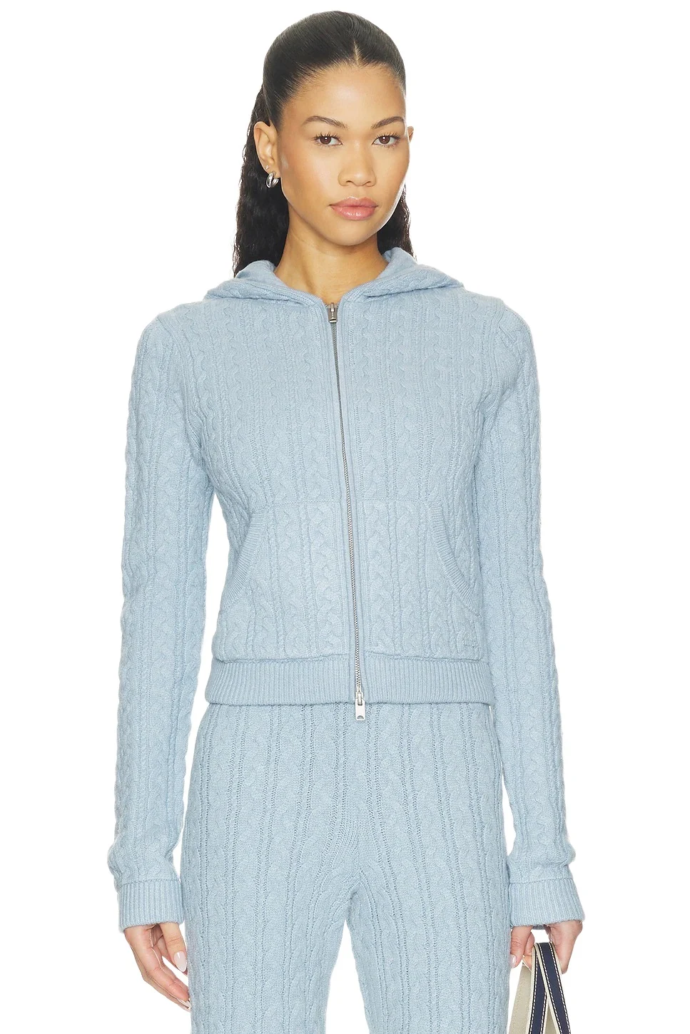 Skims Sweater Knit Cable Zip-up Hoodie