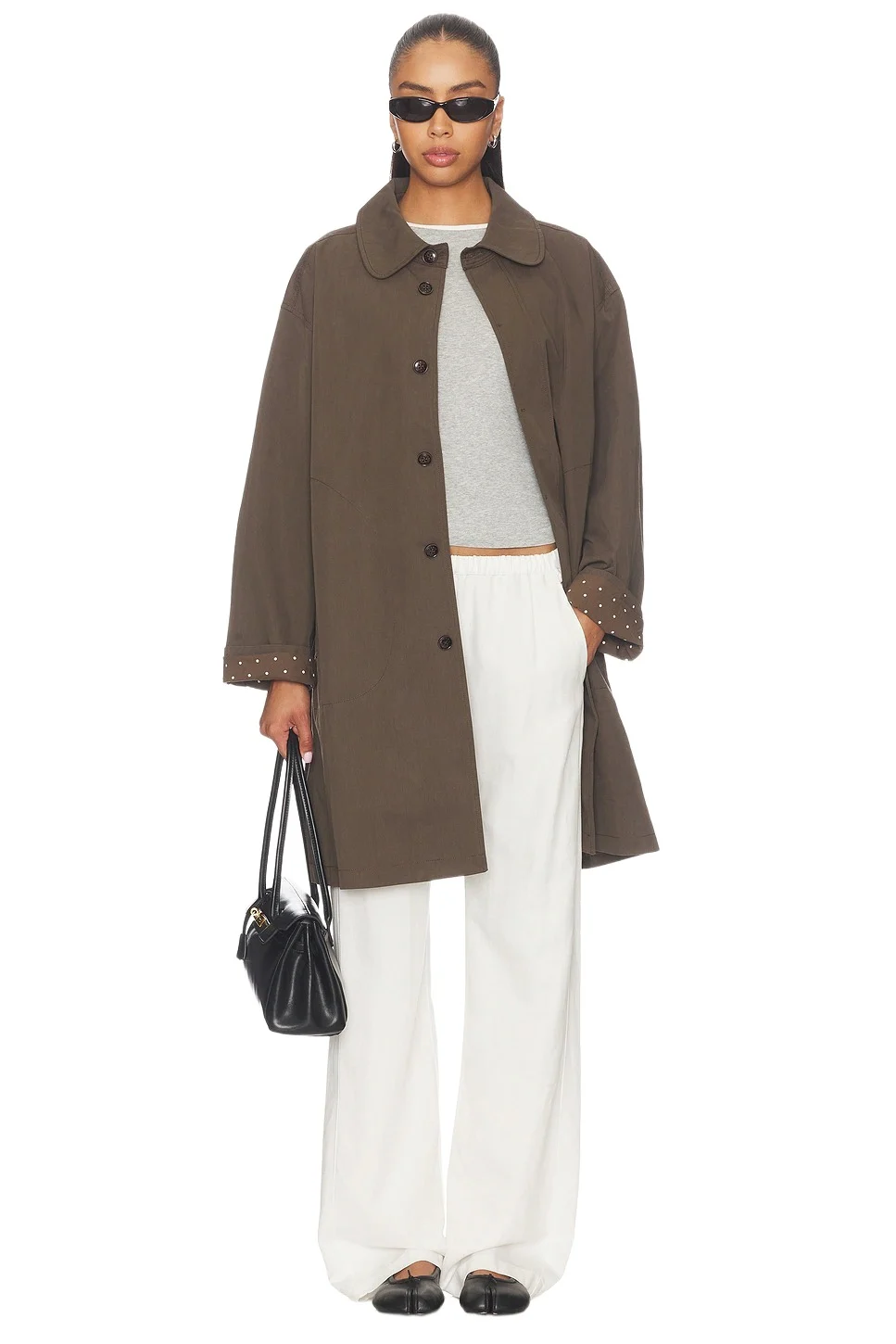 Polka Dot Design Patchwork Trench Coat Polka Dot Design Patchwork Trench Coat