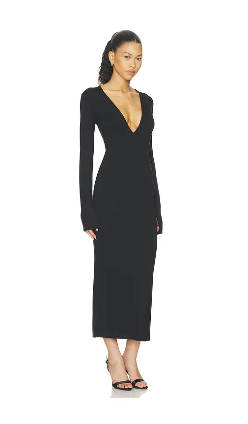 ÉTERNE Soft Jersey Deep-v Midi Dress | Thumbnail 2 ÉTERNE Soft Jersey Deep-v Midi Dress | Thumbnail 2