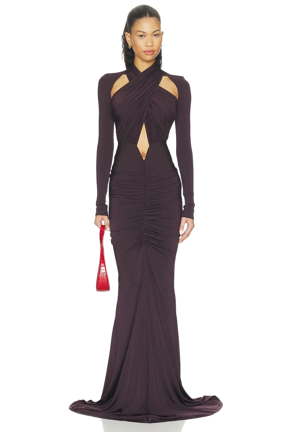 Lapointe Jersey Halter Ruched Gown