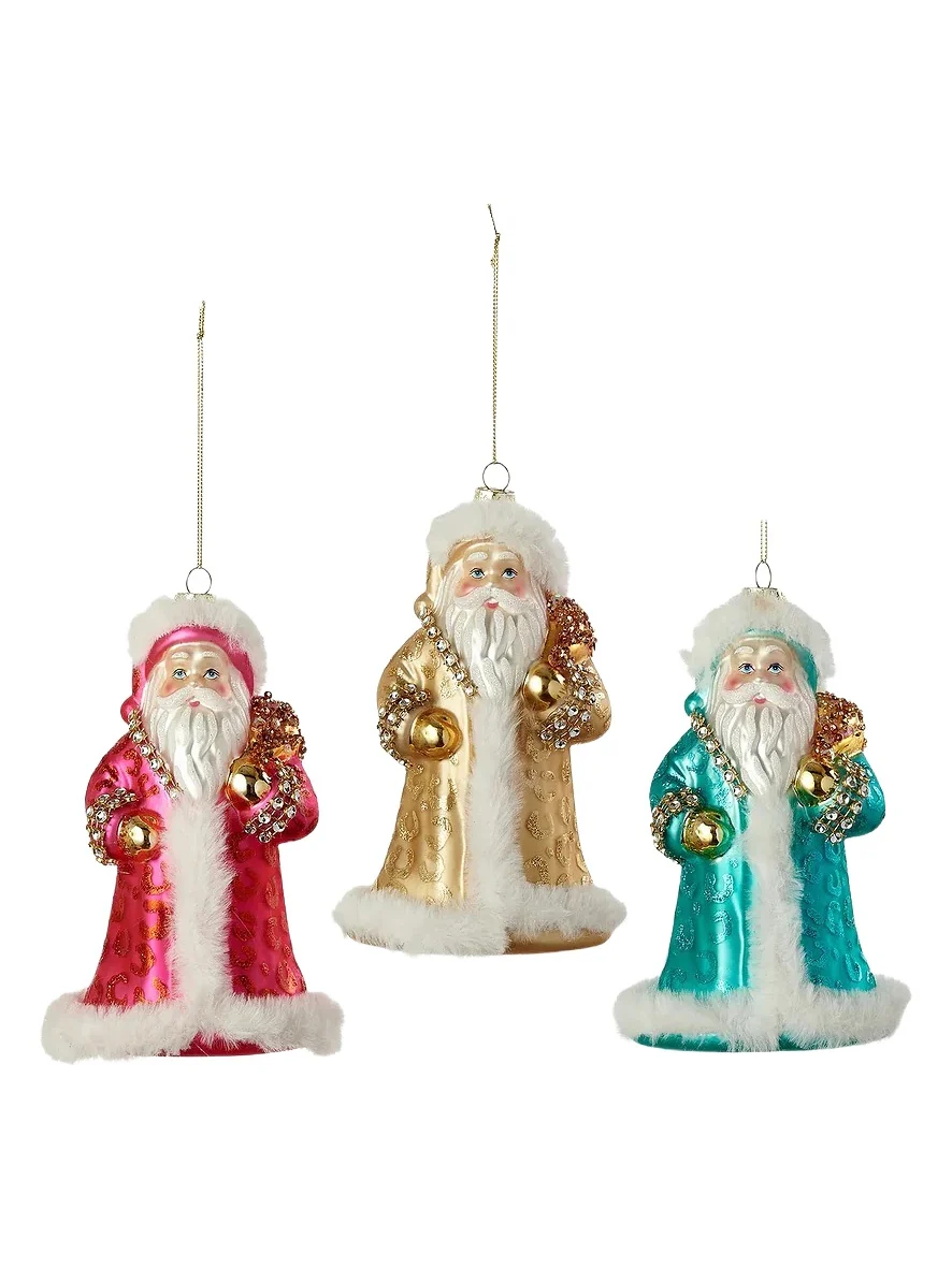 Poppy Lane Leopard Coat Santa Ornament