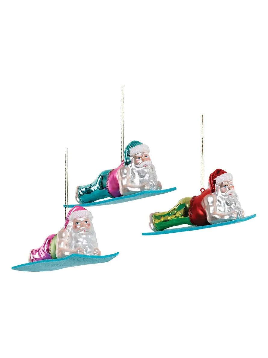 Poppy Lane Planking Santa Glass Ornament
