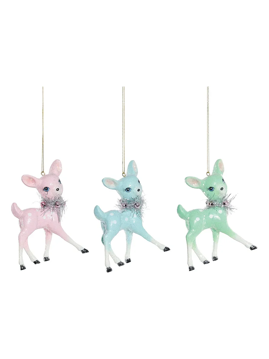 Poppy Lane Vintage Deer With Wreath Resin Ornament