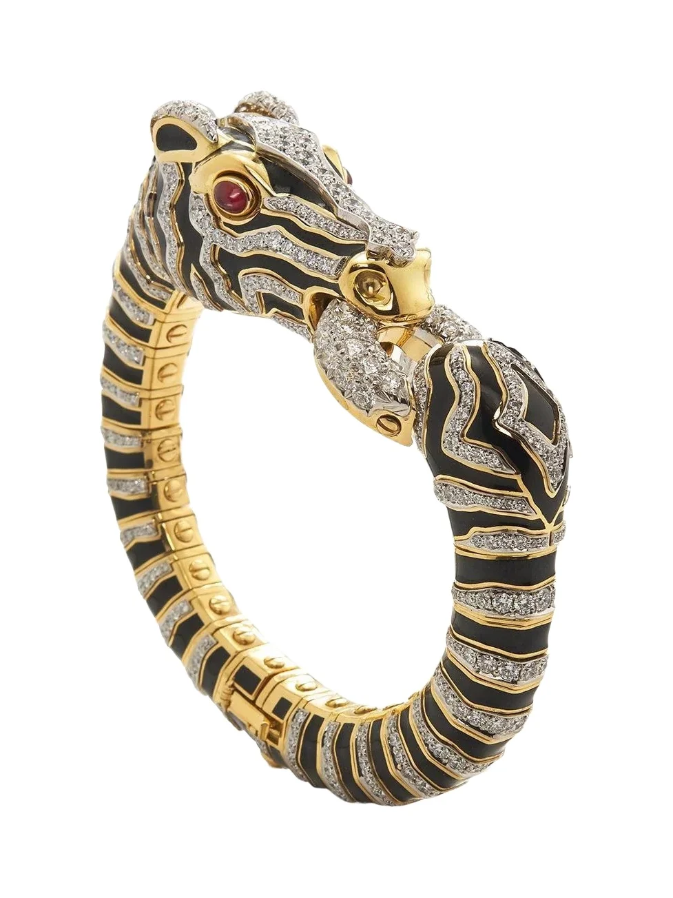 DAVID WEBB Diamond Black White Zebra Bracelet