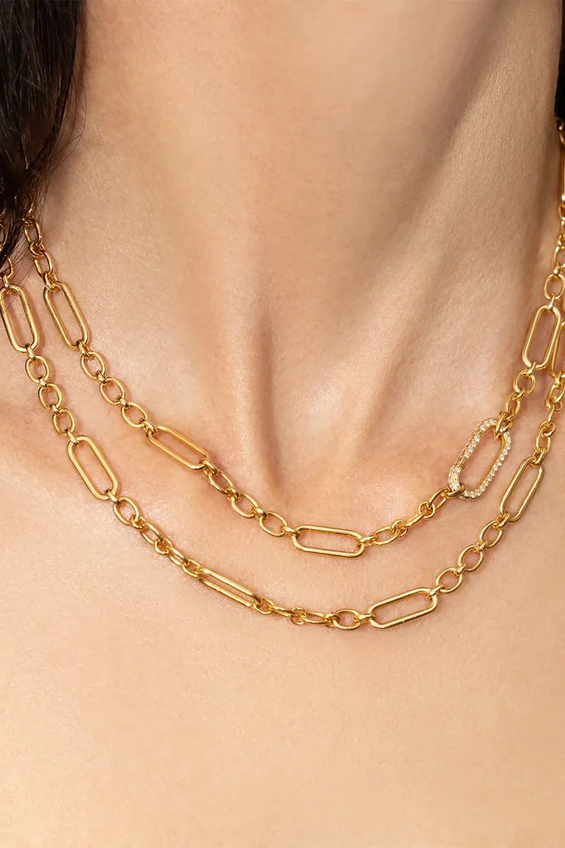 Jenna Blake Diamond Pave Rectangular Chain Necklace | Thumbnail 2