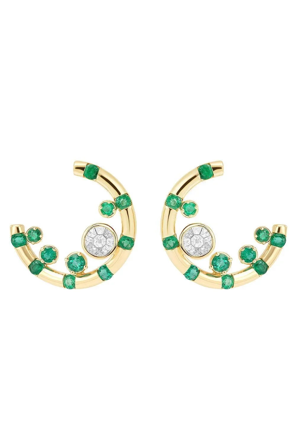 Robinson Pelham Emerald Diamond Kinetic Earrings