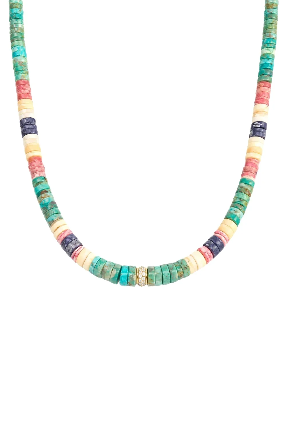 Turquoise Multicolor Beaded Chain Necklace Turquoise Multicolor Beaded Chain Necklace