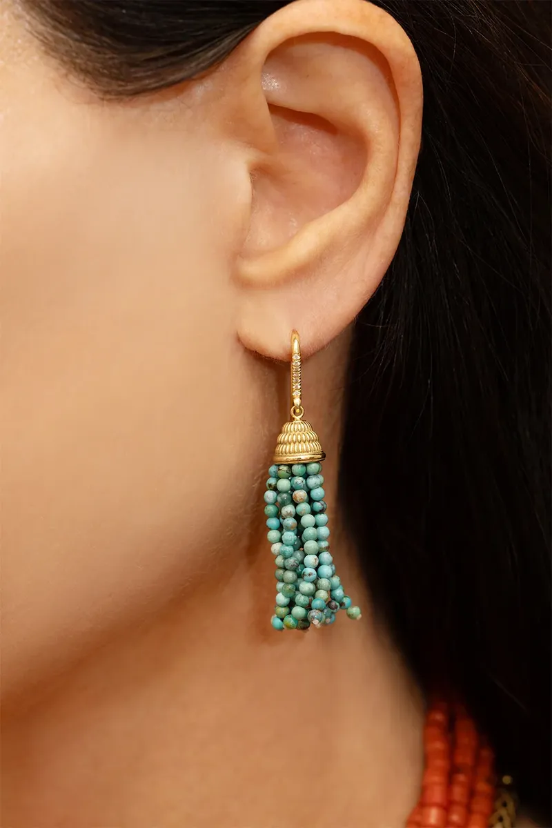 Jenna Blake Turquoise Tassel Earrings | Thumbnail 2