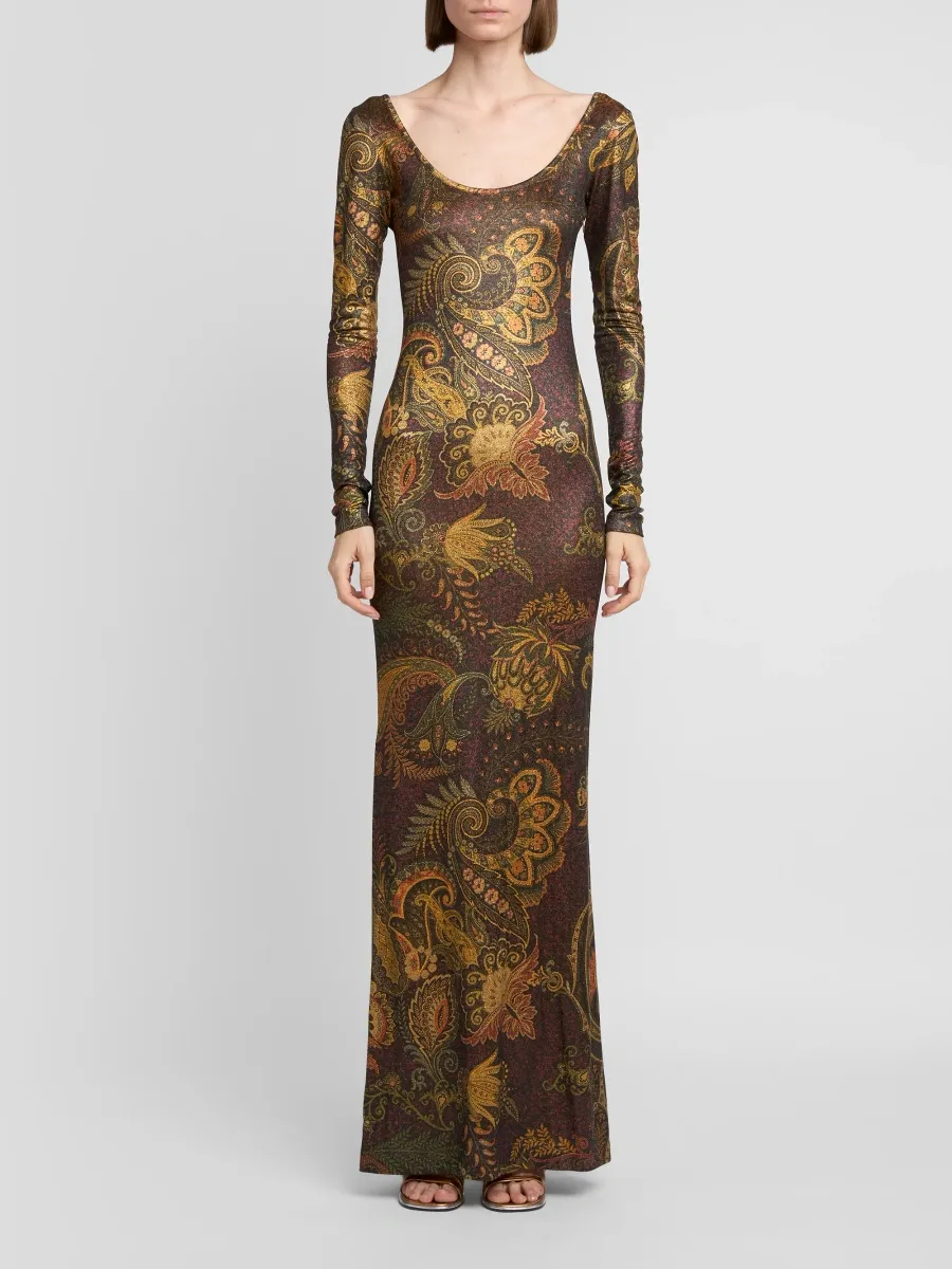 Etro Women's Paisley Jersey Scoopneck Column Maxi Dress | Thumbnail 2 Etro Women's Paisley Jersey Scoopneck Column Maxi Dress | Thumbnail 2