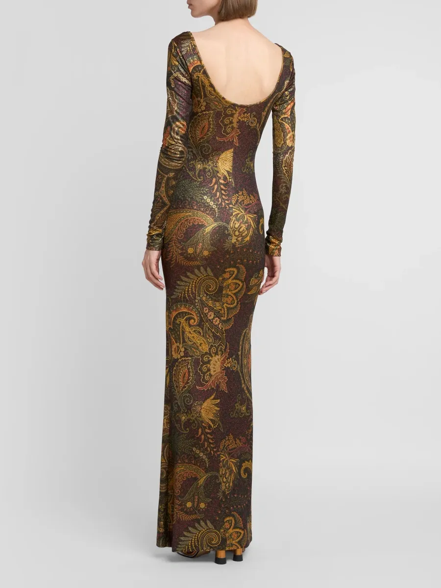 Etro Women's Paisley Jersey Scoopneck Column Maxi Dress | Thumbnail 3 Etro Women's Paisley Jersey Scoopneck Column Maxi Dress | Thumbnail 3