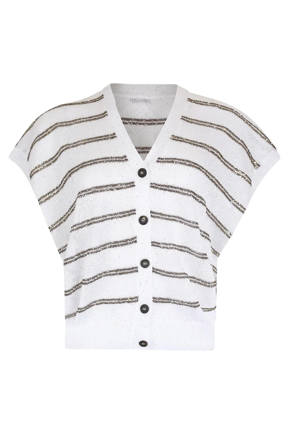 Short Sleeve Stripe Sequin Cardigan Short Sleeve Stripe Sequin Cardigan
