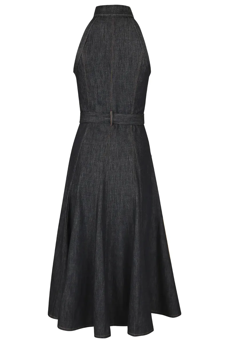 Brunello Cucinelli Sleeveless Collar Button Long Dress | Thumbnail 2